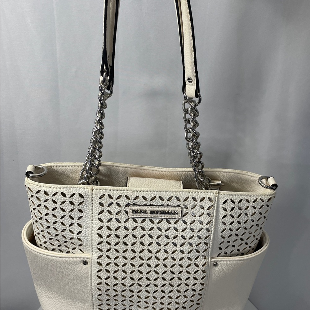 Dana Buchman White Laser-Cut Tote Bag - Picture 3 of 16